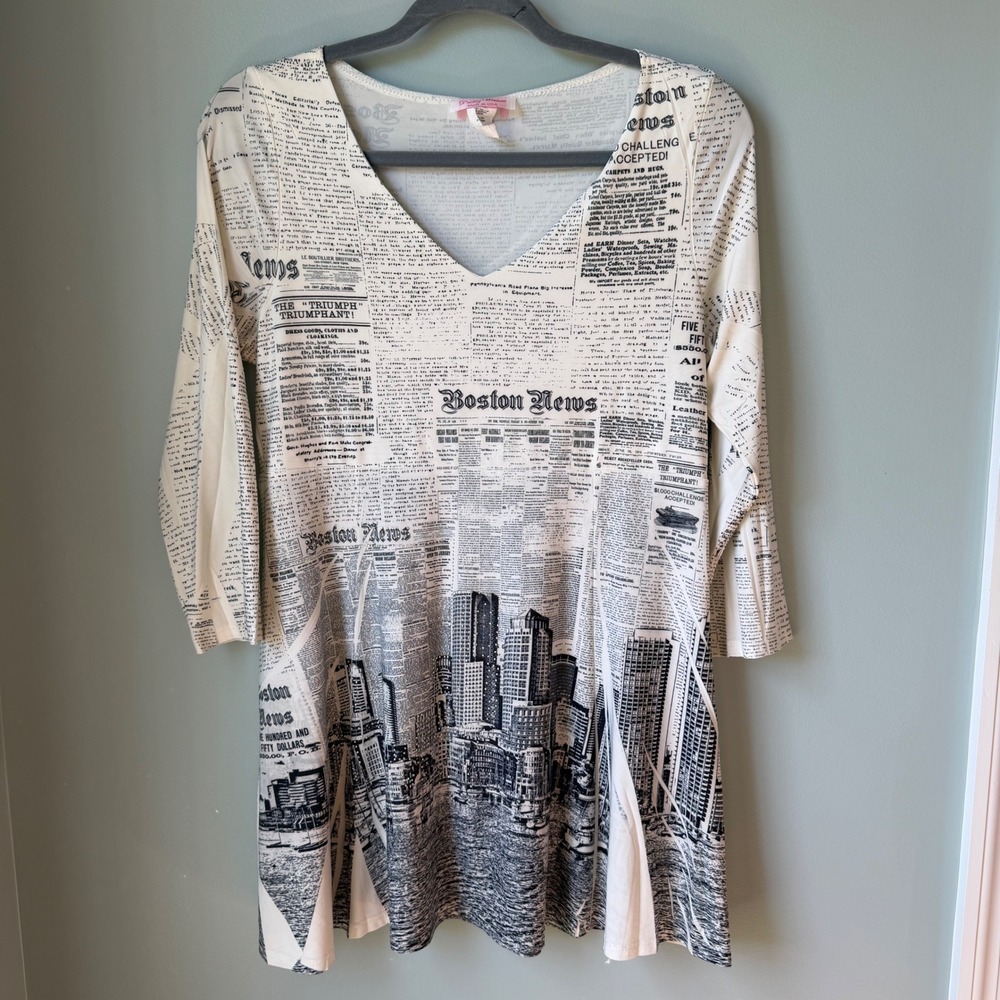 Pretty Woman Boston Novelty Shirt Newspaper Print Size Medium